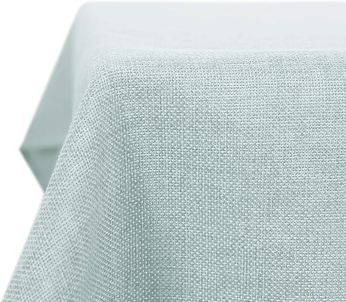 Deconovo Decorative Faux Linen Tablecloth Wipeable Plain Square Tablecloth for Outdoors 51x51in(130x130cm) Light Blue