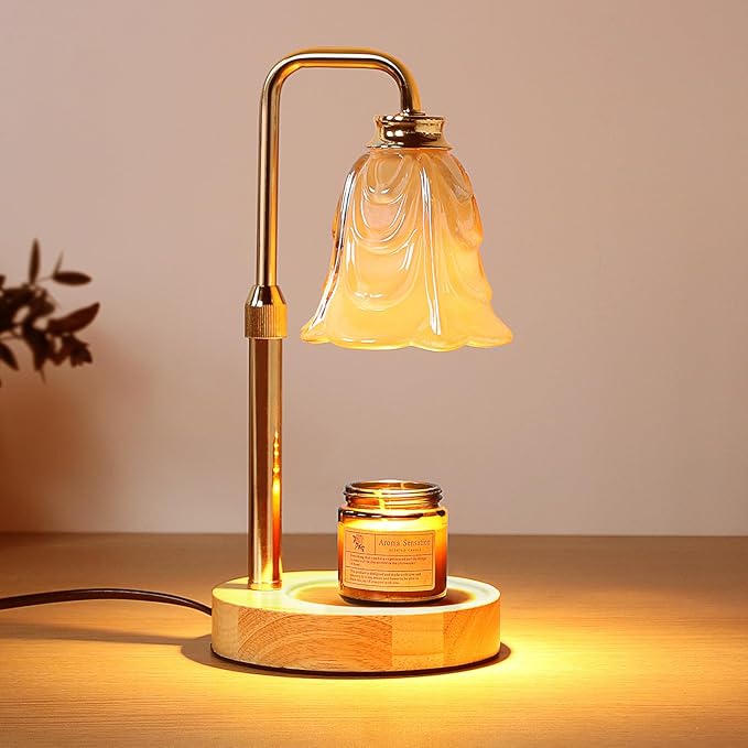 Candle Warmer Lamp with Timer Electric Adjustable Height Candle Warmer Dimmable Wax Warmer Lamp Jar Candles with 2 Bulbs for Home Decor & Office[Energy Class F]