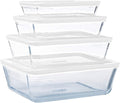 Pyrex® Cook & Freeze Set of 4 Glass Dishes with Airtight Lids (0.8 L, 1.5 L, 2.6 L, 4 L) - Special Freezing - BPA Free