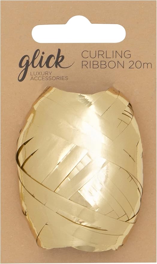 Glick Gold Curling Ribbon, for Gift Wrapping, Arts and Crafts, Birthday, Valentine, Christmas and Other Life Celebrations