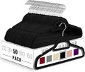 Utopia Home Pack of 50 Velvet Suit Hangers with Tie Bar - Heavy Duty Non-Slip Premium Hangers for Adult Clothes - 360 Degree Swivel Hook, Black
