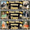 2 personalised birthday banner photo gold champagne stars balloon party poster decoration 18th 21st 30th 40th 50th 60th 70th