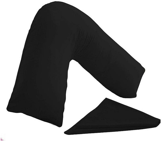 CnA Stores Orthopaedic V-Shaped Pillow Extra Cushioning Support For Head, Neck & Back (Black, V-pillow With Cover)