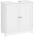 kleankin Under Sink Bathroom Cabinet, Freestanding Under Sink Cabinet with 2 Doors and Adjustable Shelf for Basin without or with Pedestal, White