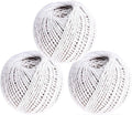 3x Cotton String Balls Kitchen Twine for Meat Durable White Twine for Gardening, DIY, & Crafting, Gift Wrapping & Butchers String (45M x 3) 135M