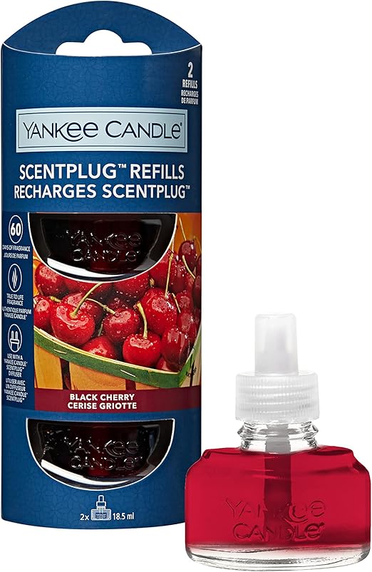 Yankee Candle ScentPlug Fragrance Refills | Black Cherry Plug in Air Freshener Oil | Up to 60 Days of Fragrance | 2 Count