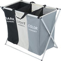 Foldable Laundry Basket Laundry Organiser Washable Large Washing Basket Folding Washing Storage Bin with 3 Compartment for Bathroom Bedroom Home College