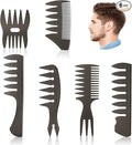 URAQT Mens Styling Set, 6pc Wide Tooth Hair Comb, Pompadour & Curl Wet Comb, Anti-Static for Men & Ladies