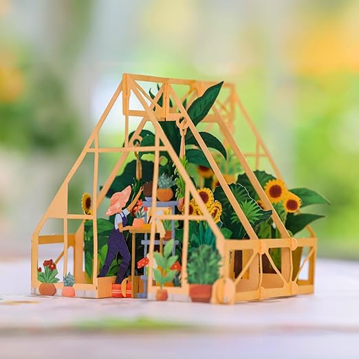 UNIPOP Greenhouse Pop Up Card, 3D Birthday Greeting for Mom, Wife & Daughter, Mother’s Day & Valentine’s Day