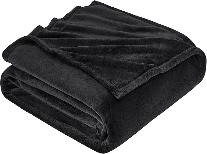 EHEYCIGA Fleece Blanket Black Throws for Sofas Fluffy Warm Soft Blanket for Bed Settees Armchairs, Fit All Season, Single, 130x165cm