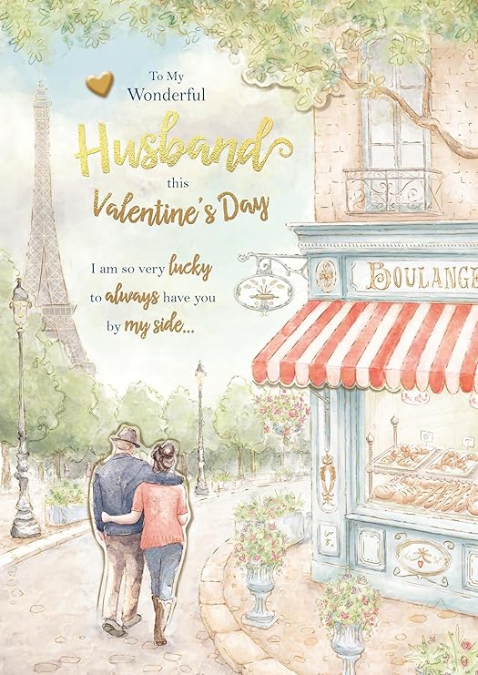 Luxury Handmade Valentine's Day Card 'To My Handsome Husband' 3-D Effect Wine And Gifts Design by Wishing Well Studios, 7 X 11 Inches