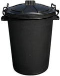 Black 50L 50 Litre Extra Large Heavy Duty Plastic Bin Dustbin, Storage Unit with Locking Lid for Home Garden Rubbish Waste Animal Feed