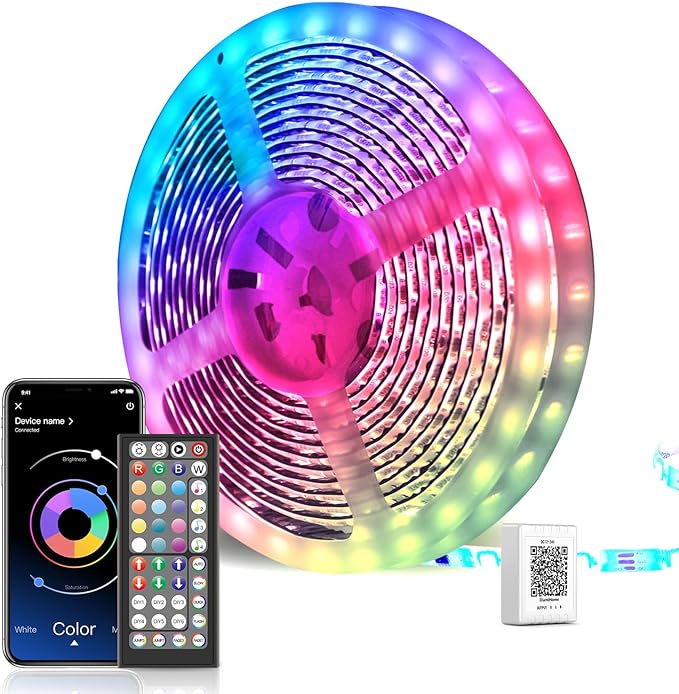 Mexllex LED Strip Lights 30m, Ultra-Long Lights Strip Music Sync Color Changing, Led Lights with App Control Remote, RGB Tape Light for Home Bedroom Party[Energy Class A]