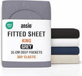 ANSIO® King Size Fitted Sheet Soft Brushed Microfibre Fabric – Extra Deep Pocket 35cm – All-Around Elastic – OEKO-TEX Certified – Easy Care & Naturally Smooth After Wash - Grey