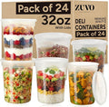 Zuvo 32oz Soup Containers with Leakproof Lids (24 Pack) – BPA-Free, Reusable Food Storage Containers for Meal Prep, Takeaway and Freezing
