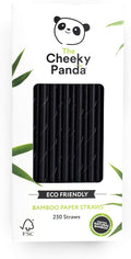 The Cheeky Panda Bamboo Paper Straws | 250 Black Coloured Paper Drinking Straws