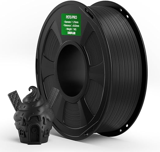 DEEPLEE PETG Pro Filament Black 1kg, 1.75mm PETG 3D Printer Filaments Enhanced Toughness and Weather Resistance, Fit for Most FDM 3D Printers