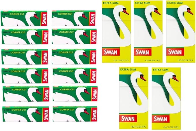 Swan Green Rolling papers and Swan Extra Slim Filter Tips (600)