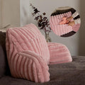 OHS Comfy Reading Pillows, Valentines Gifts for Her Ribbed Faux Fur Cuddle Cushion Sofy Cosy Gaming Cushion with Heatable Pocket Support Pillow with Arms Sit up In Bed Pillow, Blush Pink