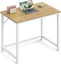 VASAGLE Computer Desk, Office Desk, 80 x 50 x 76 cm, for Study, Bedroom, Living Room, Natural Oak and Pearl White LWD038W70