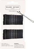 BasicSense 30pcs 48mm (1.8" inch) traditional metal bobby kirby wavy grips/pins, Black