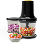 Drew&Cole Clever Chop 260W Versatile Vegetable Cutter – Stackable Chopper with 2x Prep & Store Bowls - Chop, Mince & Puree - BPA Free & Dishwasher Safe
