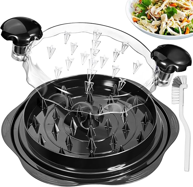 Chicken Shredder, 25cm Visible Chicken Breast Shredder Tool Twister Mince Masher with Brush, Meat Shredder Mince Masher | Heat Resistant, BPA Free, Anti-Slip & Dishwasher Safe, Ergonomic Handle