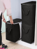 3 Pack Heavy Duty Zippered Storage Bags Waterproof Moving Travel Bags Foldable Reinforced Handles for Clothes, Bedding, Blankets, Space Saving, Vertical Style, Black