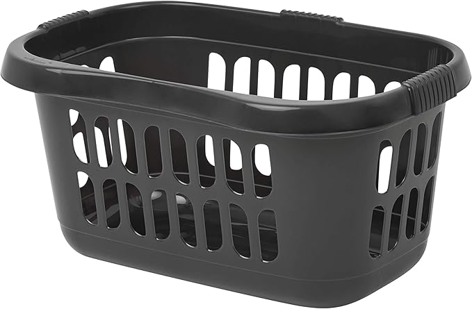 High Grade Plastic Large 60L Hipster Laundry Basket Hamper Clothes Washing Bedding Linen Storage Basket (Midnight Black)