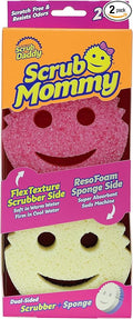 Scrub Daddy Scrub Mommy Cleaning Sponges - Dual Sided Non Scratch Sponge Scourers, Smiley Kitchen Sponges for Dishwashing & Bathroom, FlexTexture Dish Scrubber Sponge, Pink Twin Pack