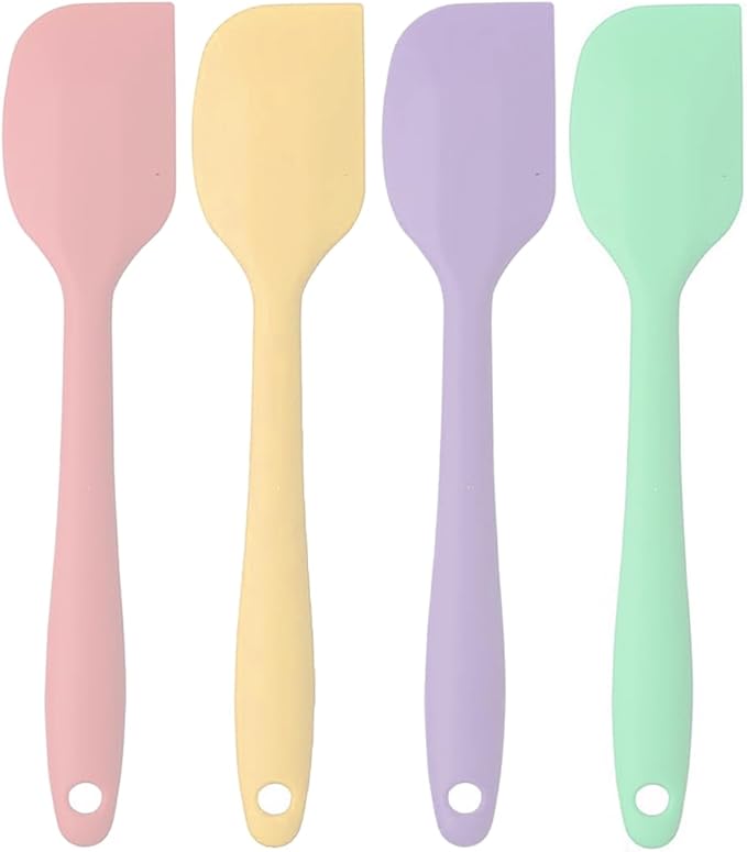 4 Pieces Silicone Spatula, Heat Resistant Rubber Spatulas, Non-Stick Baking Spatula Silicone Kitchen Utensils for Cooking, Baking and Mixing