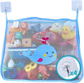 Baby Bath Toy Bag for Bath Toys Large Organiser Bathroom Storage Net with 4 Waterproof Self Adhesive Hooks (Blue)