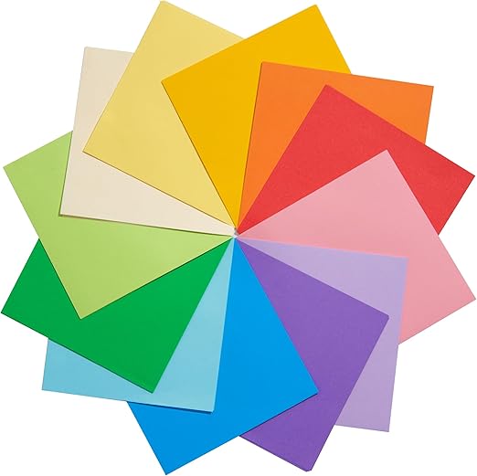 Coloured Origami Paper 120 Sheets, 15×15cm 70gsm 12 Bright Colors 70gsm 6 Inch Double-Sided Square Folding Paper for DIY Arts Crafts Projects Kids Adults UAP200A