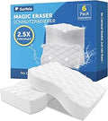 6 Pack Magic Eraser Sponge for Walls - 9.6×6.6×2cm, White Magic Sponges for Cleaning with 2.5X Stronger, Melamine Sponge for All Household Surfaces, Kitchens, Bathrooms, Walls, Shoes