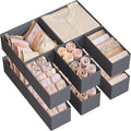 SONGMICS Drawer Organisers, Dresser Dividers, Set of 12, Foldable Fabric Storage Boxes for Socks, Underwear, Bras, Ties, Scarves, Slate Grey RDZ006G03