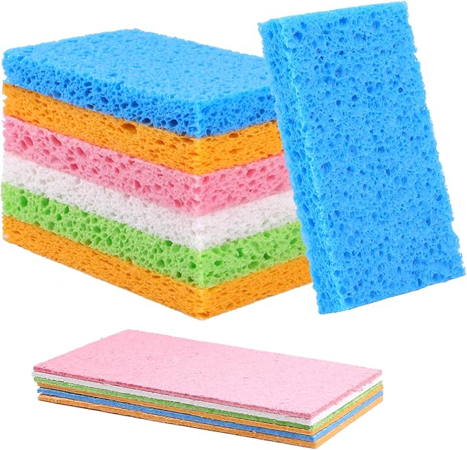 Washing Up Sponges, 12pcs Natural Cellulose Cleaning Sponges,Non-Scratch Kitchen Sponges for Dish, Household, Cookware, Bathroom