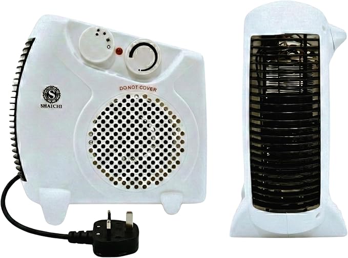 2000W Upright & Flat Fan Heater with 2 Heat Settings, Adjustable Thermostat & Cool Air, Overheat Protection, Compact Portable Electric Space Heater for Home, Bedroom or Office