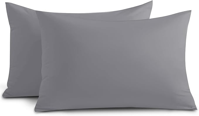 Yorkshire Bedding Pillow Cases 2 Pack - Brushed Microfiber Housewife Pillowcase Hypoallergenic Pillow Cover Standard Size with Envelope Closure (Grey, 50 x 75 cm)