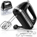 Hand Electric Mixer, 300W Ultra Power Food Kitchen Mixer with 5 Self-Control Speeds + Turbo Boost, 5 Stainless Steel Attachments Handheld Blender for Baking, BLACK