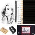 Drawing pencils, professional sketching pencils set for beginner, artist pencils with eraser and sharpener (8B-2H). (14-Count)