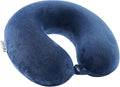 Egret Memory Foam Neck Pillow for Travel - Ergonomic Support for Head, Neck & Chin - Comfort for Airplane, Car, Office (Navy Blue)