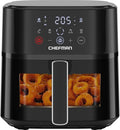 Chefman Air Fryer – 5.7L Compact Airfryer for Quick, Easy Meals, Features Hi-Fry Technology for Extra Crisp, Easy-View Window, Touch Controls with 4 Presets, Nonstick & Dishwasher Safe Basket - Black