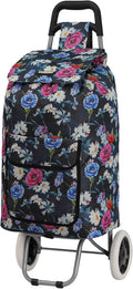 ARIANA Lightweight 2 Wheel Large Shopping Trolley Shopping Cart Grocery Bag Shopper - ST54 (Floral-Blue)