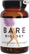 Bare Biology Omega 3 Pregnancy Supplement - Mums & Bumps Fish Oil Capsules (30 Servings) DHA 560mg, High Strength & 3rd Party Tested for Preconception, Pregnancy & Breastfeeding