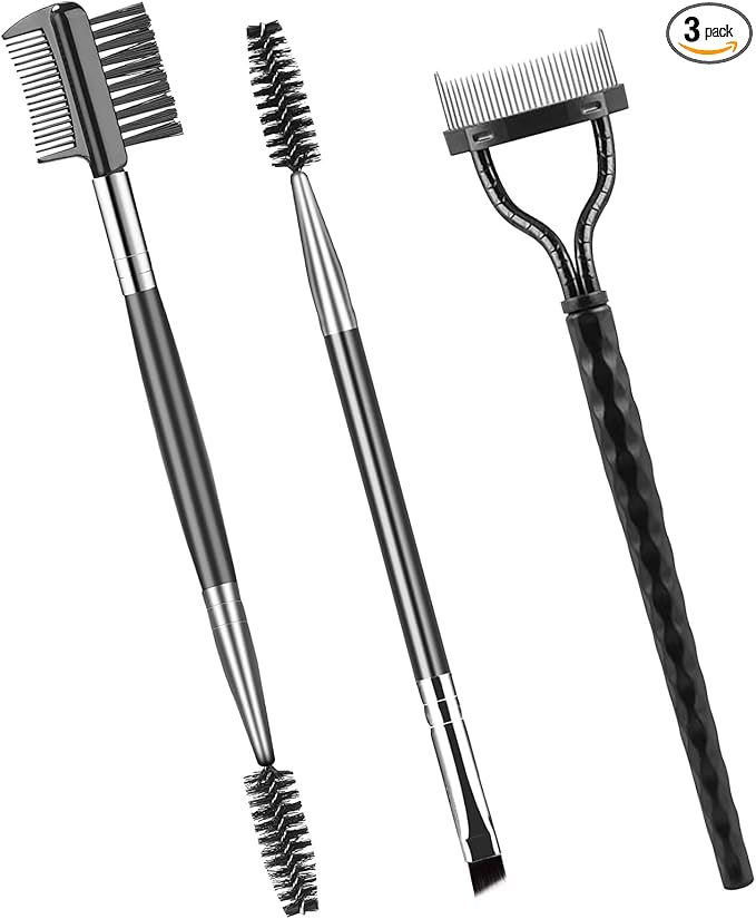 Eyebrow Brush Eyelash Separator Brow Comb & Lash Spoolie Professional Eye Makeup Tools (3 Pieces Set)