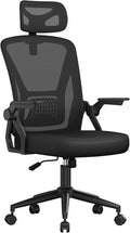 naspaluro Computer Desk Chair with 2D Adjustable Headrest/Flip-up Armrests/Back Support/Metal Claws, Swivel Mesh Ergonomic Office Chairs, Comfy High Study Home Office Chairs, Black Work PC Chairs