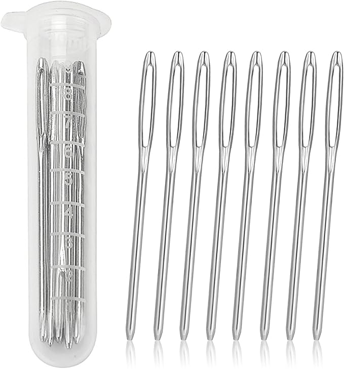 Large Eye Sewing Needles, 20 Pcs Large Eyed Blunt Ended Hand Sewing Needles Easy Thread Big Eye Yarn Wool Knitting Needle 2.3"