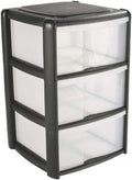3 Drawer Plastic Storage Tower Unit, Black & Clear - Tontarelli