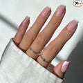 Glamnetic Press On Nails - Classy French | Medium Square Fake Nails, Trendy Micro French Tip, Everyday, Reusable | 15 Sizes - 30 Nail Kit