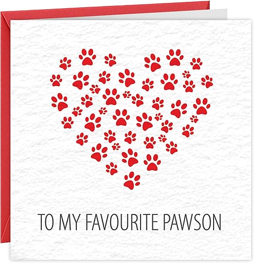 Valentines Card From the Dog Cute Funny Valentine's Day Card For Doggy Dad Doggy Mum Parents On Thick Hammered Card With Red Envelope